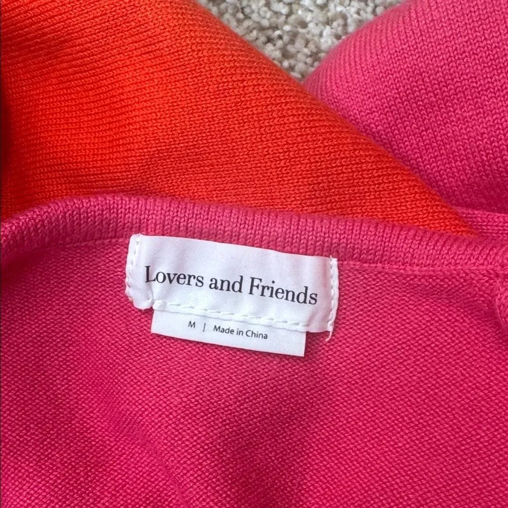 Lovers + Friends Zowie Drawcord Mini Dress | Medium | Orange & Magenta